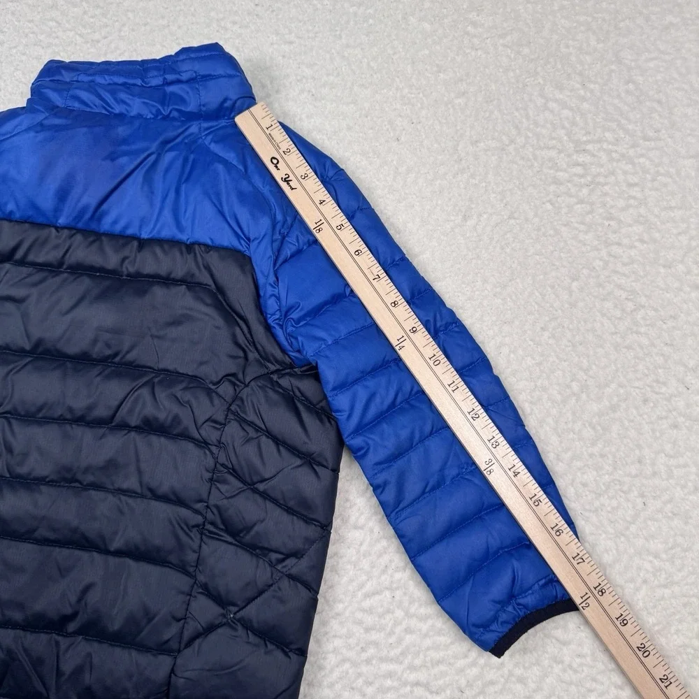 Polo Ralph Lauren Down Puffer Jacket Youth Size 5 Blue Full Zip Pockets Pony‎